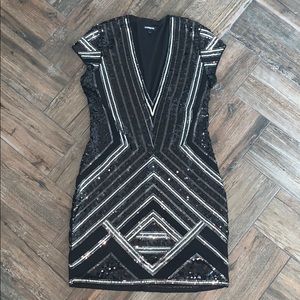 Express sequined short sleeved dress